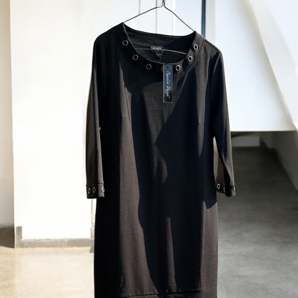 Charlie Paige Elegant Black Dress with Eyelet Details - Picture 1 of 7